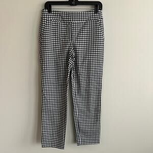 LOFT Marisa Black White Gingham Check Cropped Dress Pants Career 2 NWT